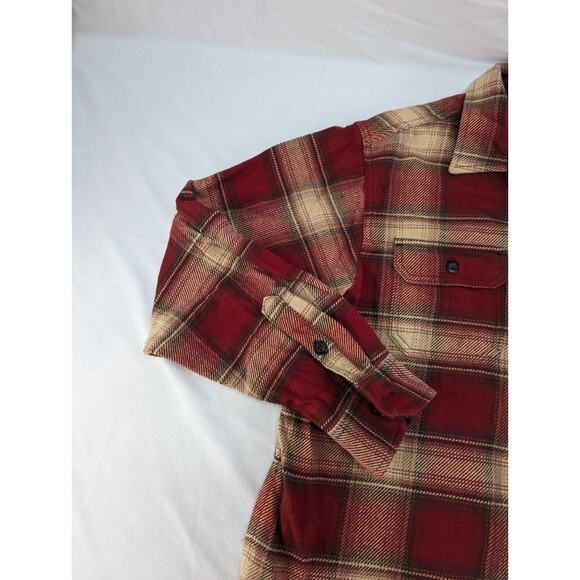Orvis Heavy Flannel Plaid Shacket Shirt Jacket W /Pockets Men's Sz L Red - Picture 3 of 15